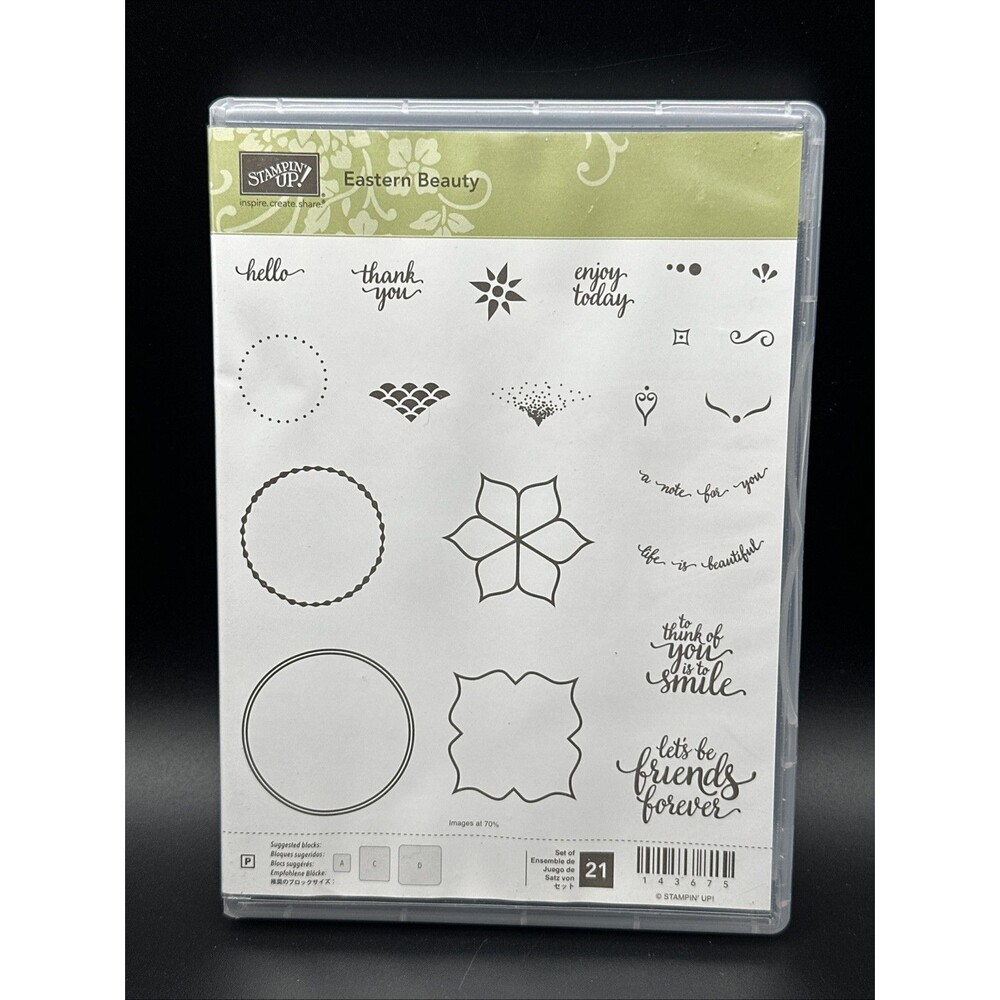 Stampin Up EASTERN BEAUTY acrylic stamp set of 21  #143675